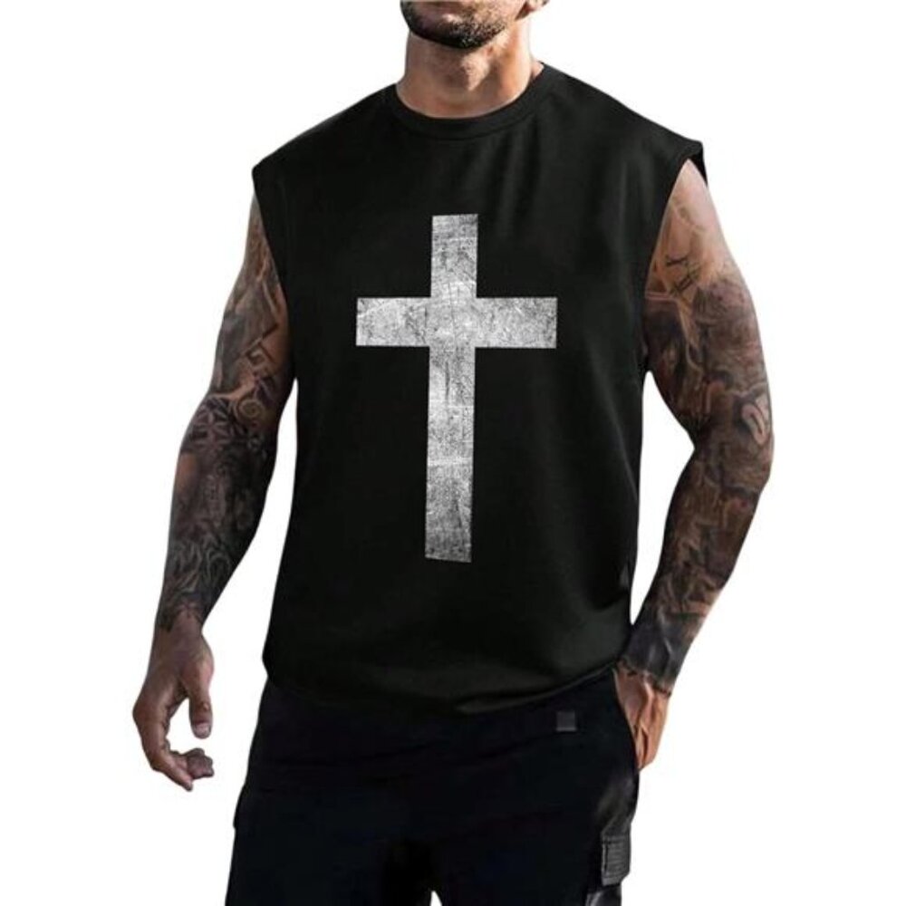 Men Tank Tops T Shirt Vest with Old Cuffs and Square Buttons